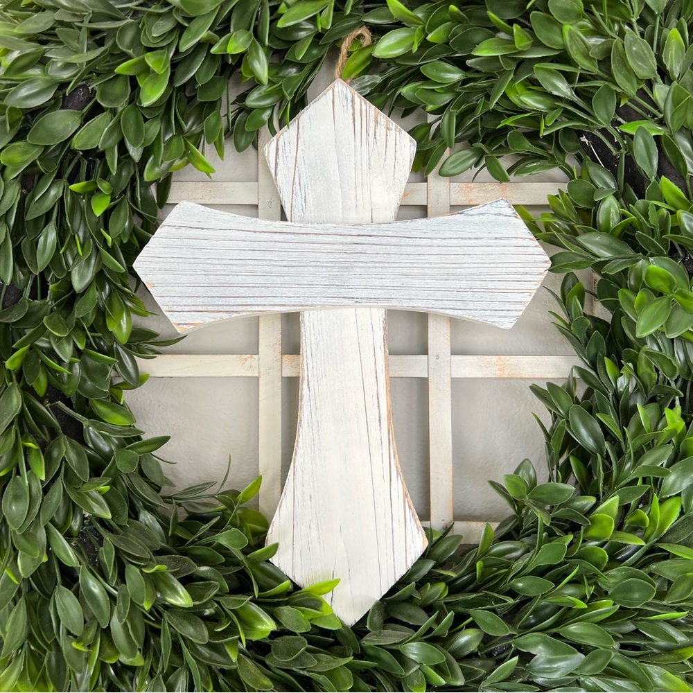Rustic Cross | Farmhouse Style, Shabby Chic, White Wood Cross, Distressed Finish